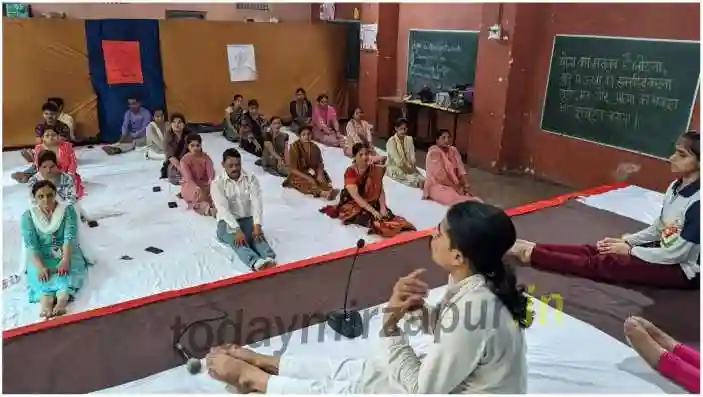 Child yogis celebrated yoga festival with teachers in Mirzapur Narghat